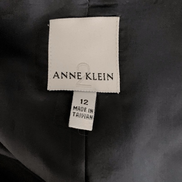 Anne Klein Navy blue striped wool pencil dress at knee & jacket 2 Pc suit US 12 - Picture 12 of 13